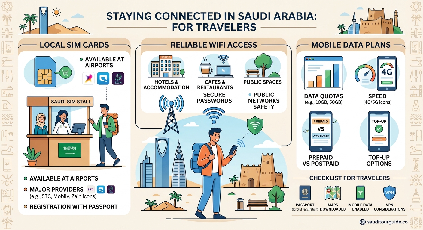 Staying Connected in Saudi Arabia: SIM Cards, WiFi, and Mobile Data for Travelers - Illustration 1