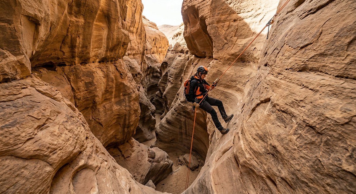 Canyoneering in Saudi Arabia: Rappelling Through Hidden Desert Gorges and Slot Canyons